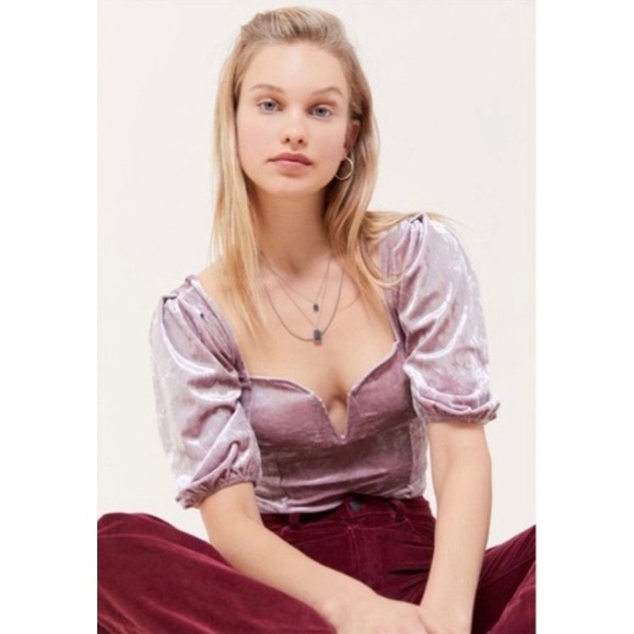URBAN OUTFITTERS Pink Velvet Bustier Top - Picture 2 of 11